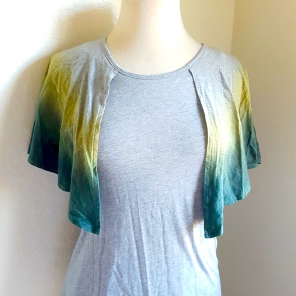b+ab Tee $299 🎀 Grey Ombré Yellow Green Jersey T Shirt Winged NWT